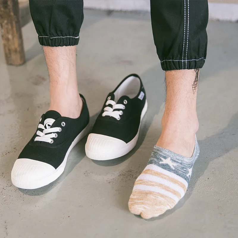 Летние мужские носки из силикагеля невидимые хлопковые со звездами короткие