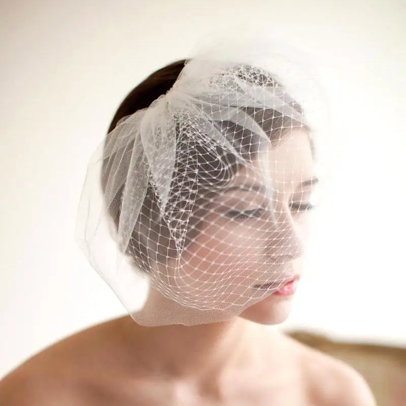 Королевский Дамы Люкс Свадебные Шляпы и Fascinators Белый Кот Тюль Birdcage Bridal Veil для