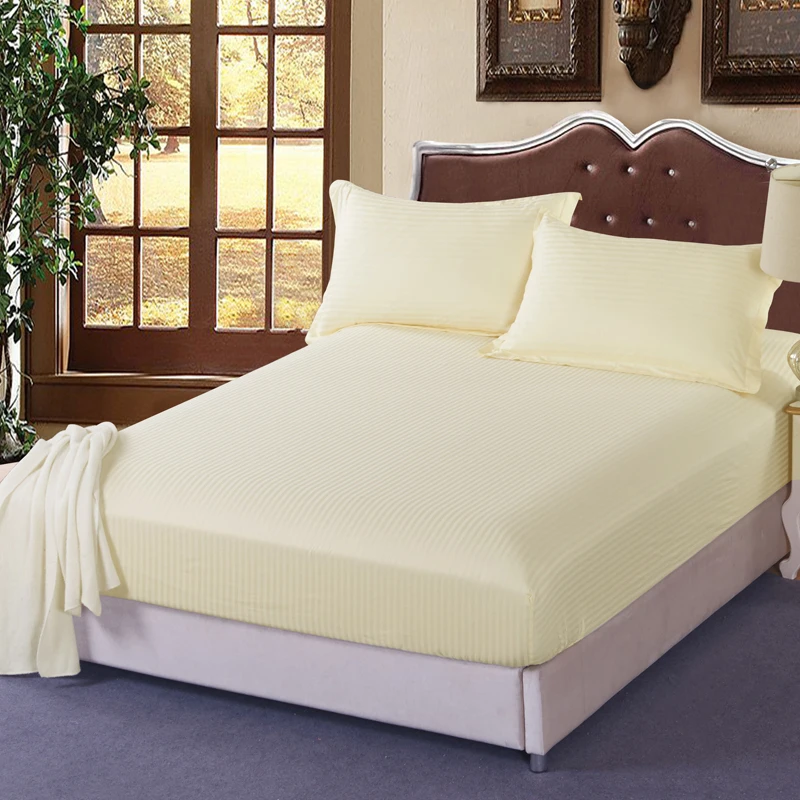 Простыня из 100% хлопка в белую полоску для отеля эластичная простыня с двумя