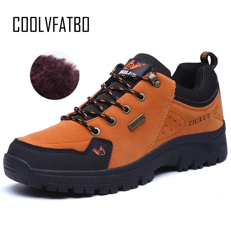 Orange-Fur COOLVFATBO/ г.; уличные весенние мужские кожаные ботинки; модные кроссовки с круглым носком; мужская повседневная обувь для пустыни большого размера плюс 47 - Цвет: Orange-Fur