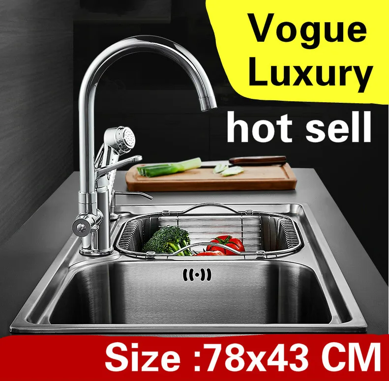 

Free shipping Apartment luxury do the dishes vogue kitchen double groove sink high quality 304 stainless steel hot sell 78x43 CM