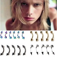 pinksee 10 x stainless steel spike curved barbell eyebrow rings bar tragus body piercing jewelry wholesale