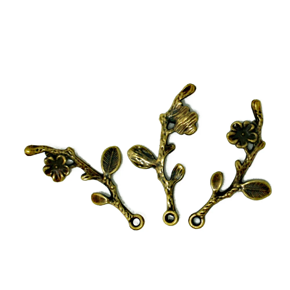 Новейший дизайн 39*19 мм 10 шт./лот подвеска в виде древнего бронзового цветка сливы