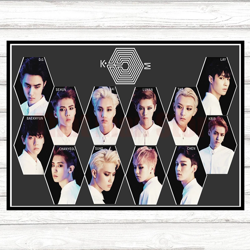 EXO LOTTO плакаты K-Pop Dance-Pop настенные наклейки белая мелованная бумага декоративные картины - Цвет: Серый