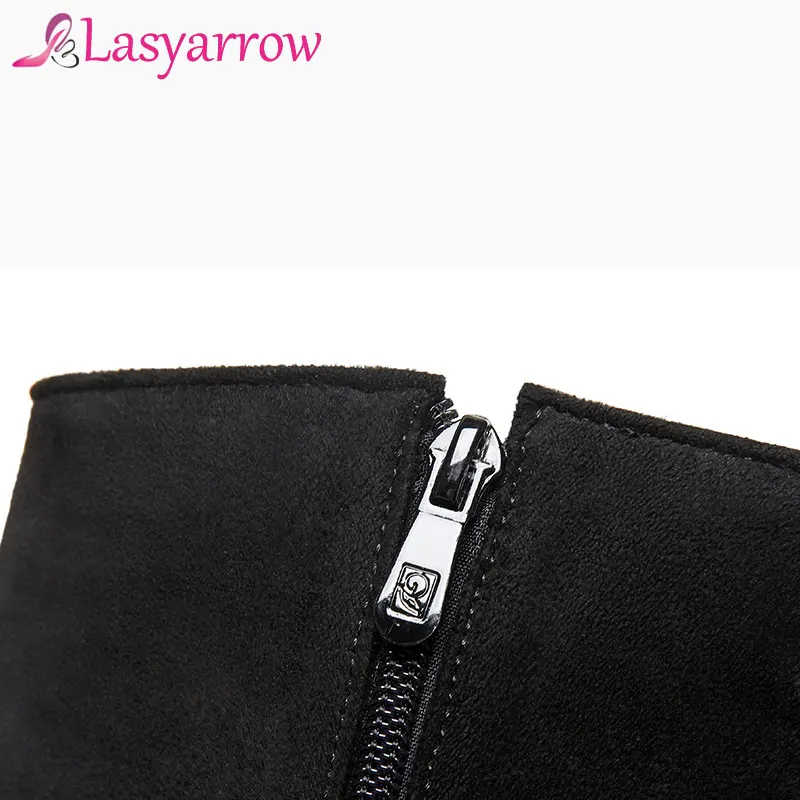 Сапоги Lasyarrow женские высокие мотоциклетные на толстом высоком каблуке