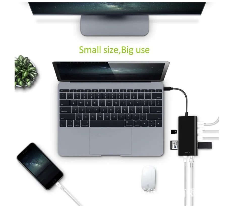 Baolyda USB 3 1 Тип-C концентратор HDMI RJ45 Ethernet адаптер 4 K Thunderbolt C с TF считыватель SD карт