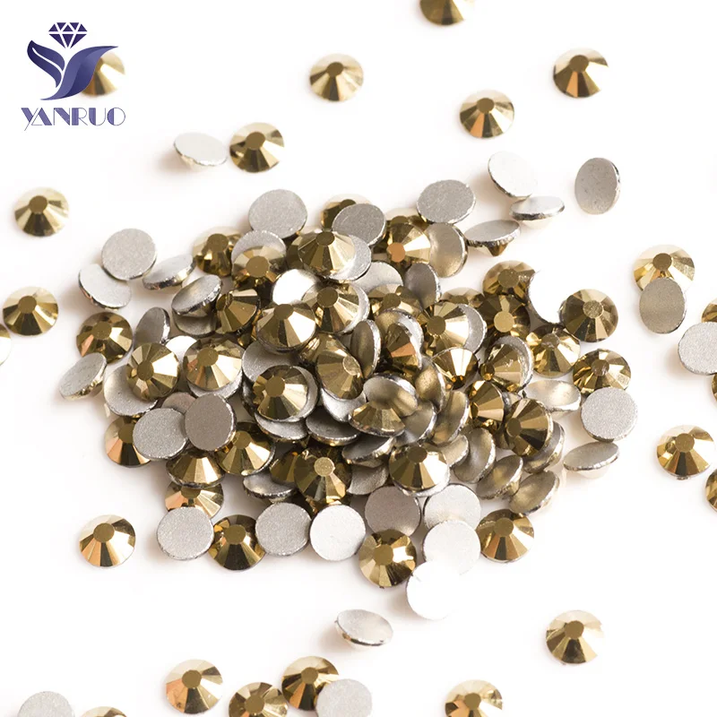 YANRUO 2058NoHF золотые стразы не горячая фиксация стеклянные кристаллы Aurum плоская