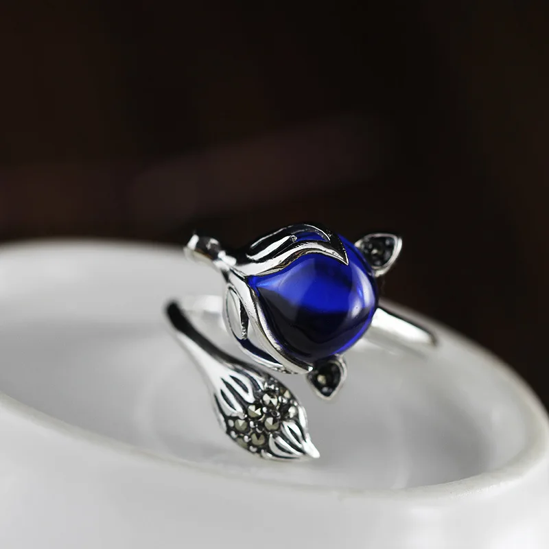 S25 серебряное ювелирное изделие модный дизайн clever fox открытое синее кольцо с