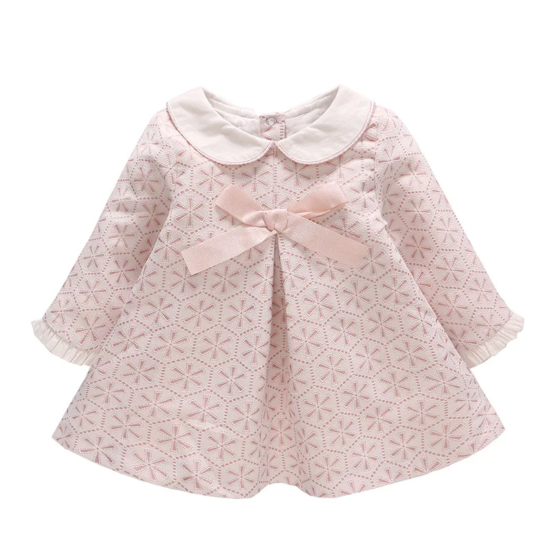 Baby Girl Dress 2018 Autumn Girls Long Sleeve Pink Princess Birthday and Party Bow Toddler Wedding | Детская одежда и обувь