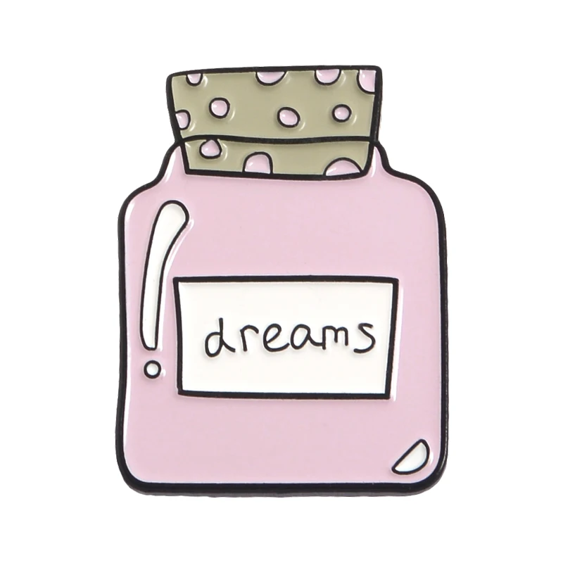 dream Розовая коллекция, эмалированные булавки, часы для мониторинга сна, любовь, мечта, броши в виде бутылки, джинсовая рубашка, лацкан, булавка, сумка, мультфильм, милые ювелирные изделия, подарок для девочки - Окраска металла: dream