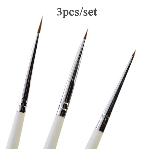 3pcs 15 шт. набор кистей для ногтей, ручка для рисования, декорация для ногтей градиент, кисть для линии, кристалл, акрил, тонкий лайнер для рисования, карандаш, инструменты, Удлинительный УФ-гель - Цвет: 3pcs