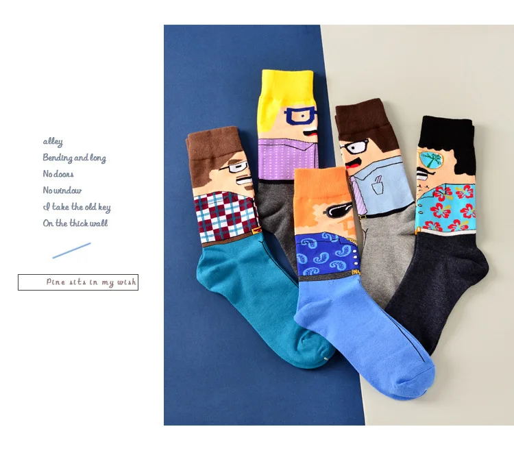 

New style long tube Crew socks for men super cool 3D cartoon socks Original brand comfortable breathable cotton socks cheap sale