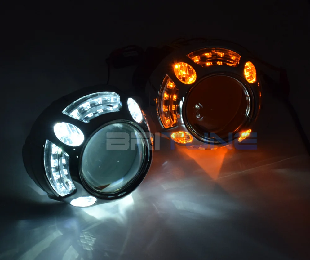 3,0 HID Биксеноновые Проекционные линзы, аксессуар с сигналом поворота, светодиодный Ангел глаз, DRL Halo Кольцо, кожухи для H4 H7 автомобилей, фары, тюнинг