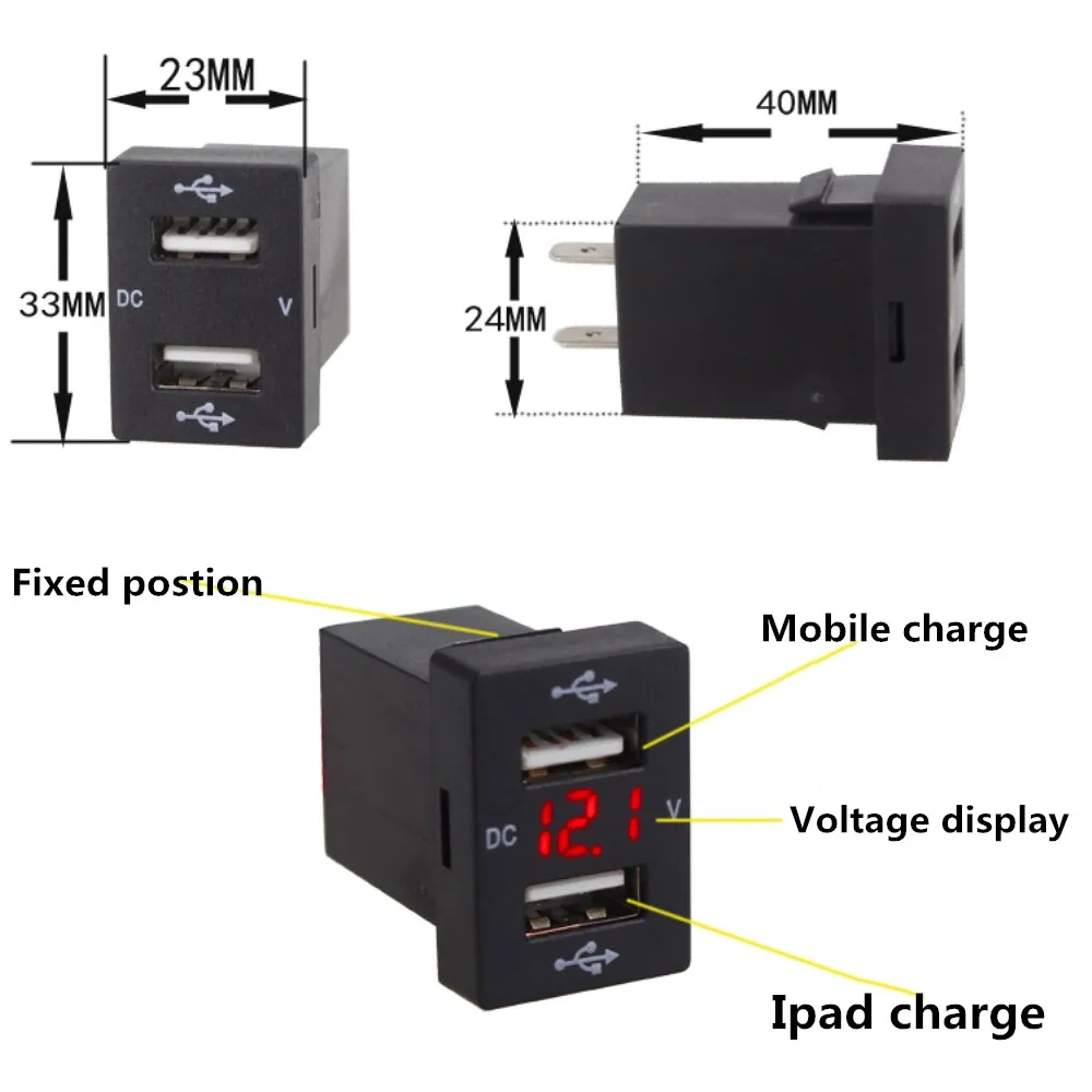 1 шт. 5 в 4.2A для Toyota Dual USB Автомобильное зарядное устройство Быстрая зарядка 2 порта