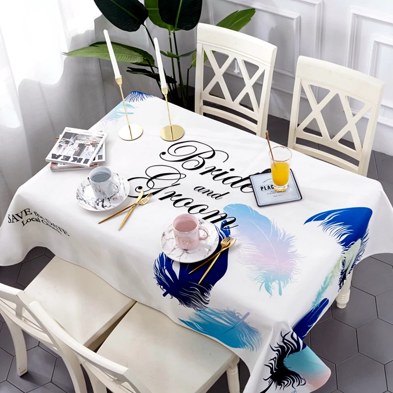 

Printed Waterproof Table Cloth for Wedding Dining Room Cotton Linen Tablecloth Dining Table Cover For Kitchen Home Decor #/