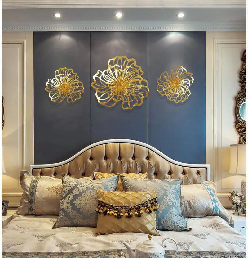 Modern Wrought Iron Flower Wall Decoration Hanging Ornaments Bedroom Livingroom Sofa Background Sticker Mural Crafts | Дом и сад