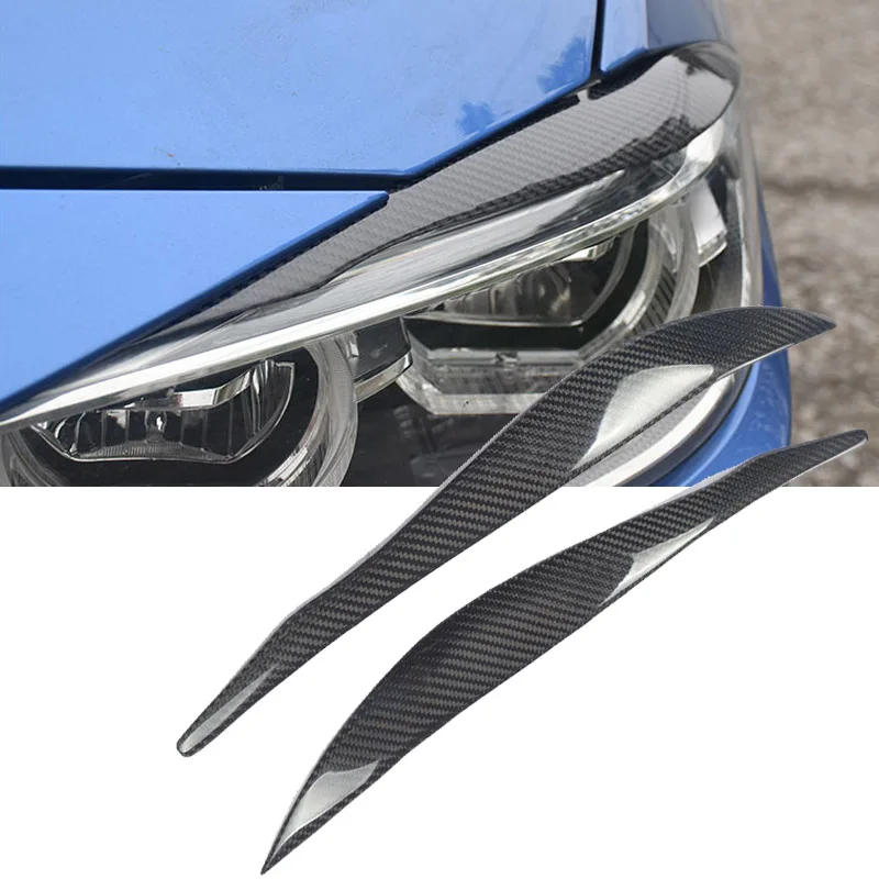 Carbon Fiber Headlight Cover Eyebrows Eyelid Trim Sticker For BMW 3 Series F30 F35