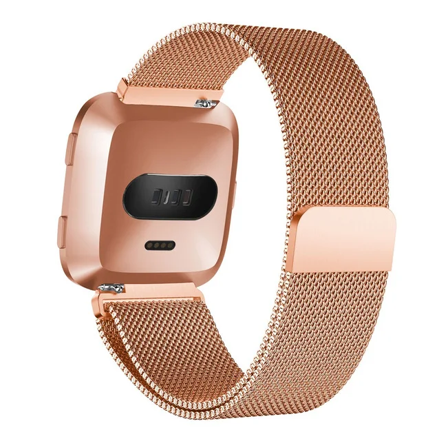 Rose gold Металлический браслет из нержавеющей стали для Fitbit Versa, ремешок на запястье, Миланская петля, магнитный браслет, подходит для битов, аксессуары для браслетов - Цвет: Rose gold