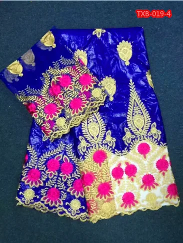 Белый Shadda кружева Базен Riche Getzner с золотом и красной вышивкой цветочным рисунком в