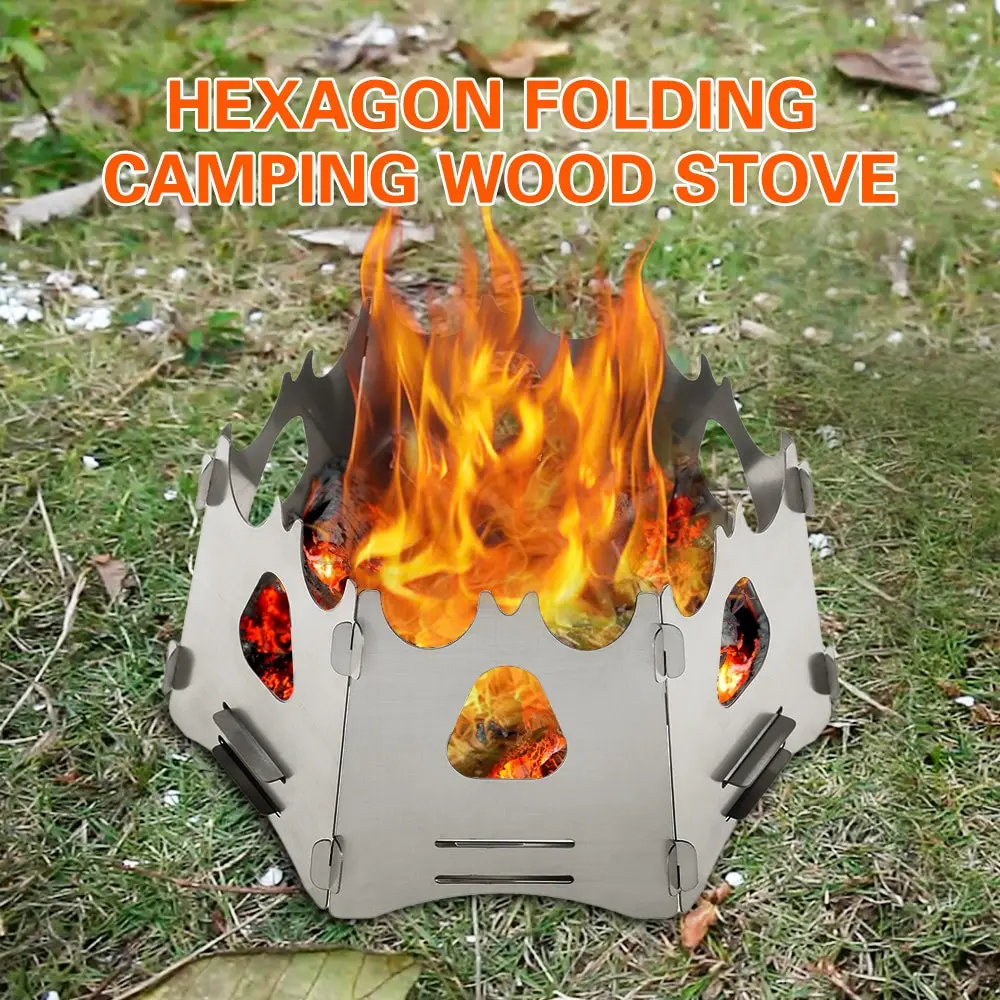 

2019 NEW Portable Folding Wood Stove Lightweight Wood Burning Backpacking Stove for Outdoor Survival Cooking Picnic Hunting Hot