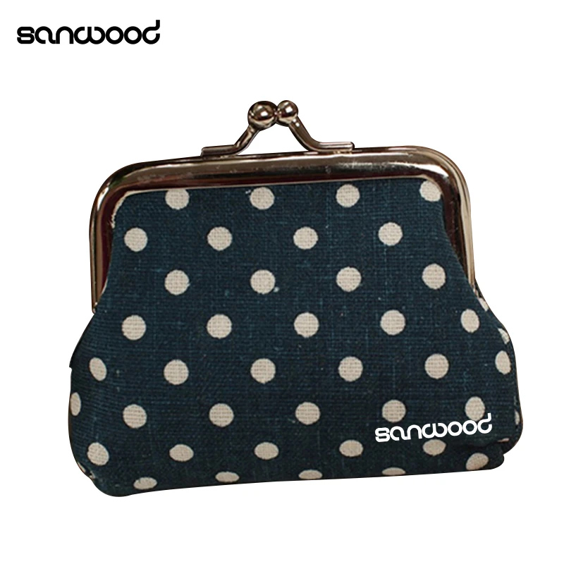 Женский мини кошелек в горошек из хлопка с перекрученными зажимами рамке разные