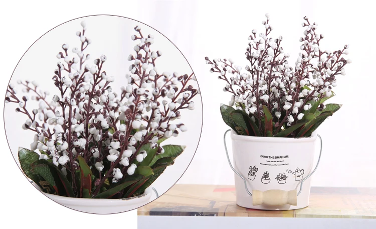 Erxiaobao имитация бонсай в горшках Convallaria искусственные растения с керамическим горшком бочонок помещен стол украшение гостиной