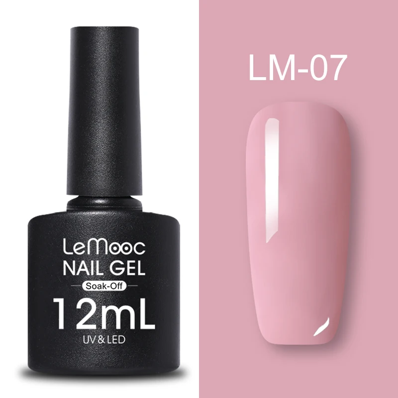 LM-07 LEMOOC, 12 мл, Гель-лак для ногтей, гибридный лак, все для маникюра, блеск для ногтей, верхнее Базовое покрытие, UV Vernis, Полупостоянный лак для ногтей - Цвет: LM-07