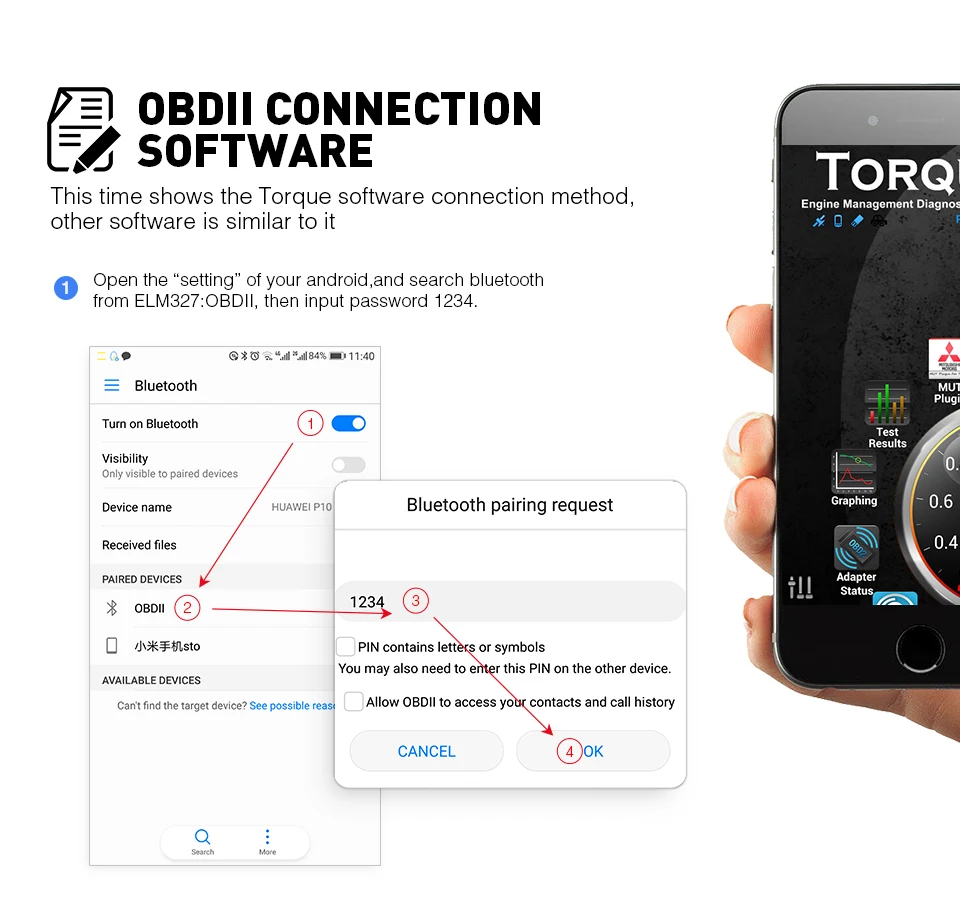 ELM327 Bluetooth Konnwei KW902 V1.5 PIC18F25K80 Авто диагностические инструменты OBD II Bluetooth Автомобильный сканер поддерживает 12 В Дизель/бензин