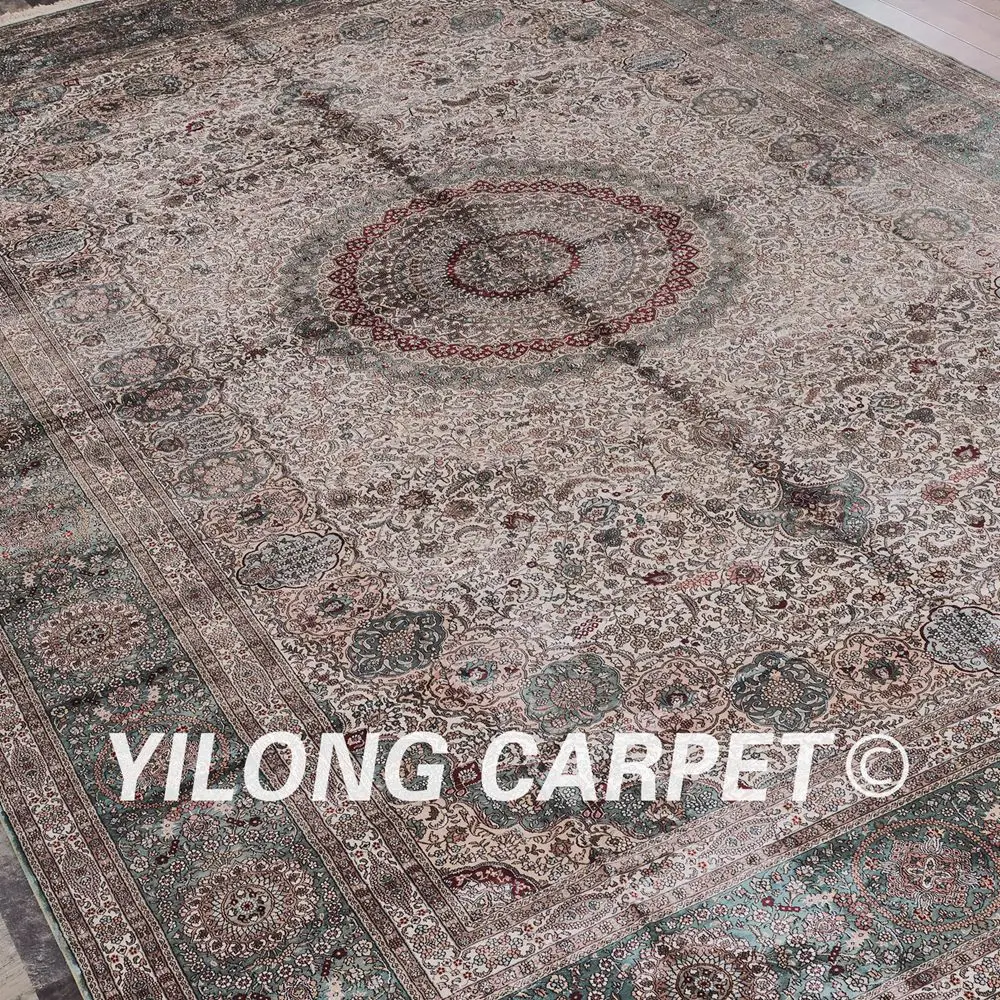 Yilong 12'x18' персидские украшения дома шелковые ковры прочный роскошный ручной