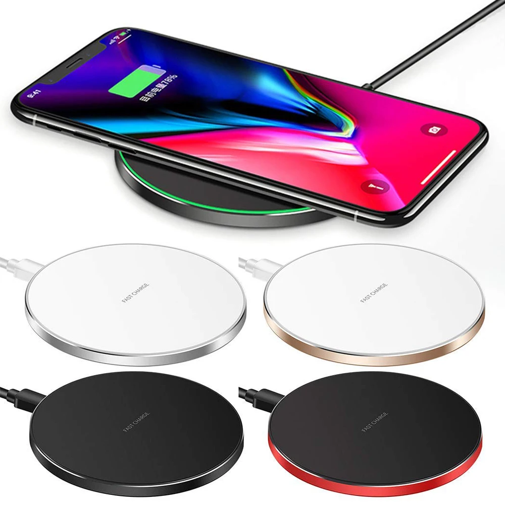 Сверхтонкое Беспроводное зарядное устройство Qi из сплава для Samsung Galaxy S9 S8 Plus Note 8