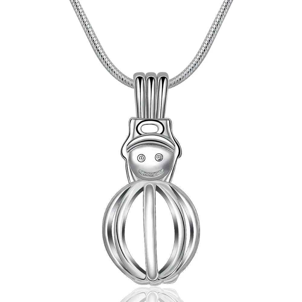 

Eudora Snowman Pendant Necklace for Women Fashion Jewelry Hollow Nature Freshwater Locket Pendant 8Pcs Pearl Beads High Quality