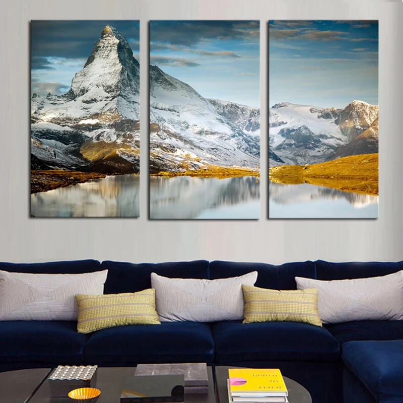 3 Панели горячая Распродажа Снежная гора современный домашний Декор стены