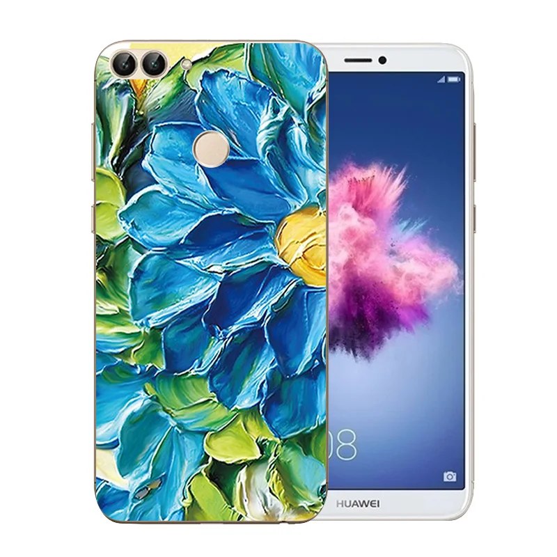 5.65&quot for Huawei P Smart Transparent Soft TPU Enjoy 7S Silicone FIG-L21 FIG-LX1 LX2 LX3 Van Gogh Pattern |
