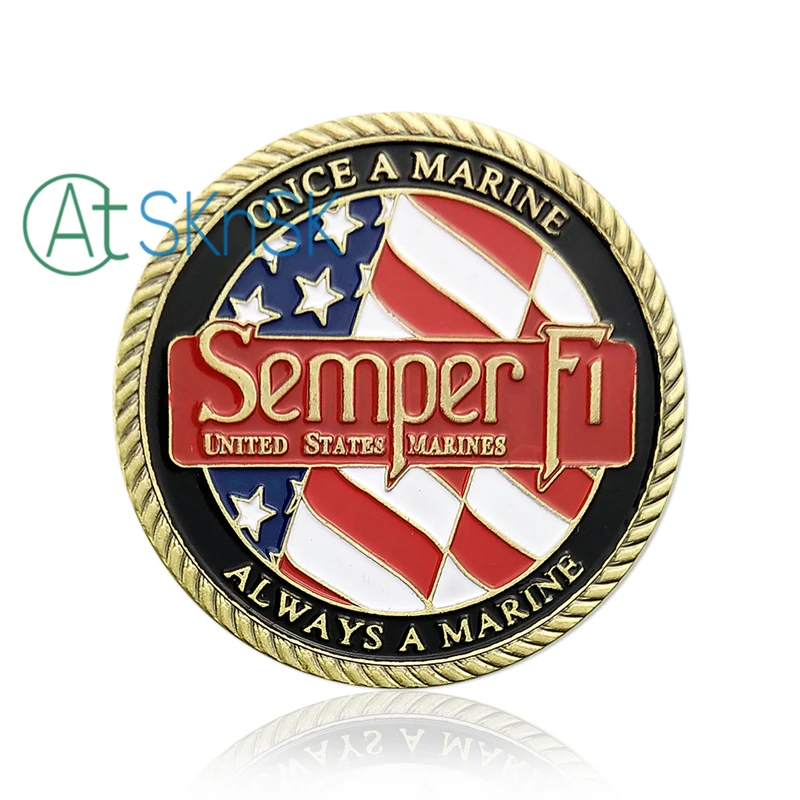 1 шт. монеты морской корпус США USMC Semper fideis один раз флот|Безвалютные монеты| |