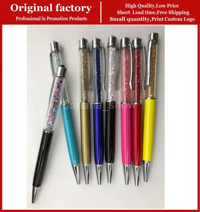 

Metal crystal filled pens with diamond top pen jeweled ballpoint pen crystal wedding pens