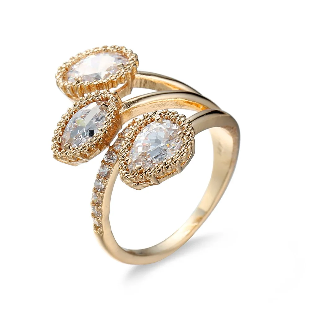 Женское кольцо с цирконом ORSA JEWELS LLuxury обручальное золотого цвета австрийским