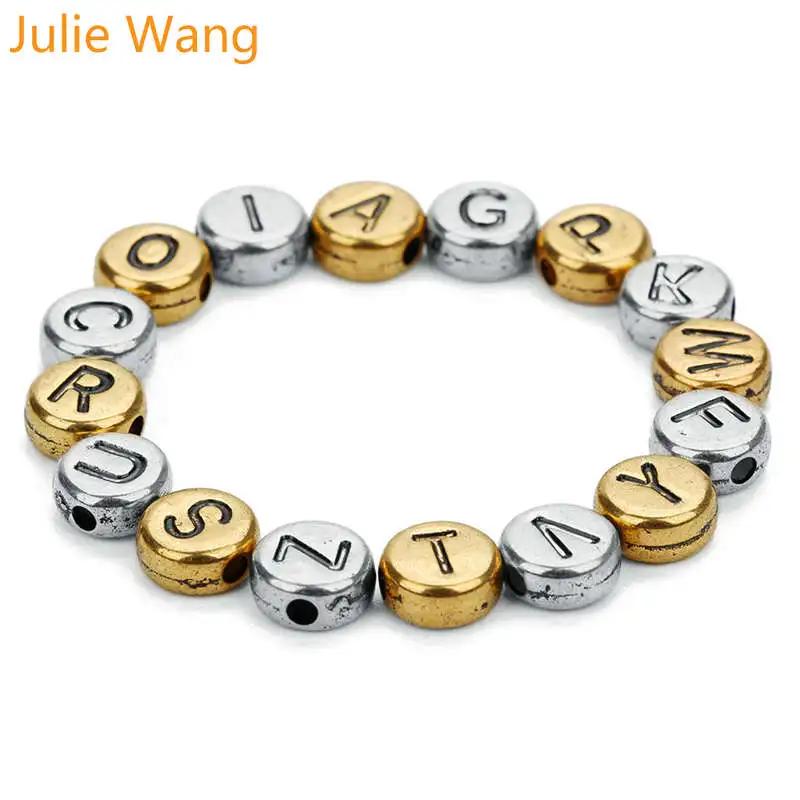 Julie Wang 100 шт. 7 мм акриловые круглые буквы бусины случайный смешанный Алфавит