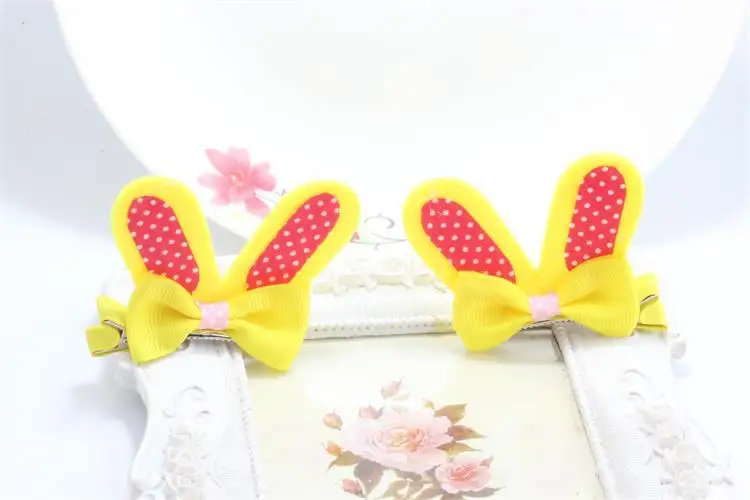 2Pcs New Children's Cute Colorful Dot Bunny Rabbit Ears Hirpin Baby Girls Princess Hair Clips For Children Acessorio De Cabelo T | Детская