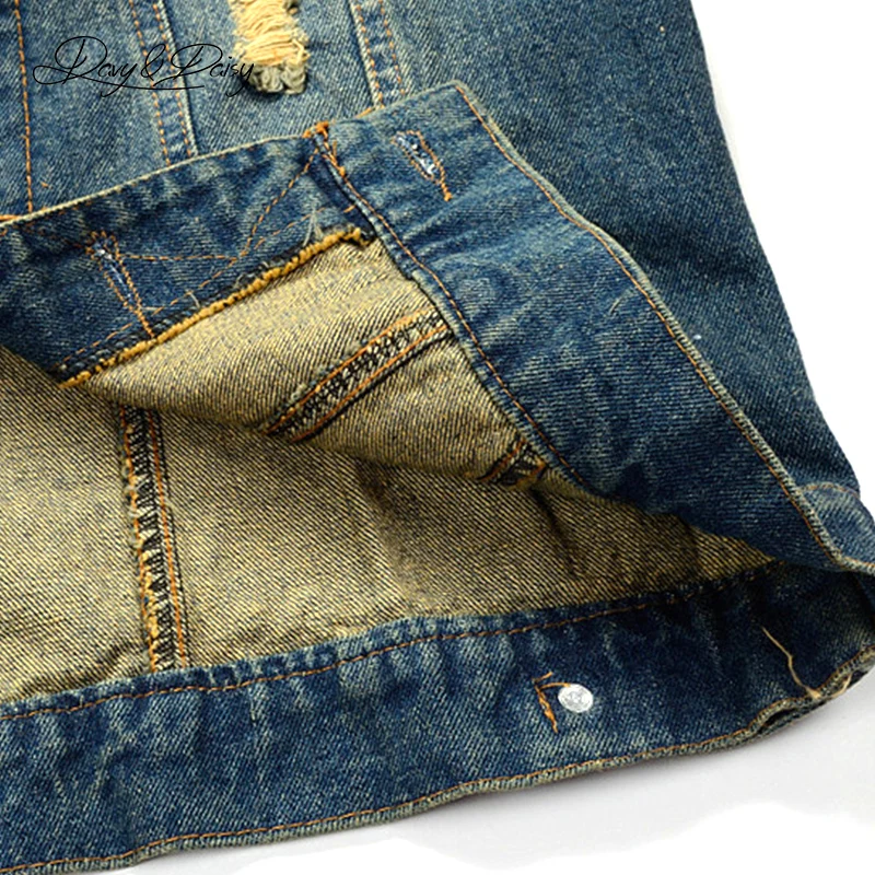 Жилет DAVYDAISY мужской из денима Модный повседневный рваный жилет в стиле хип-хоп