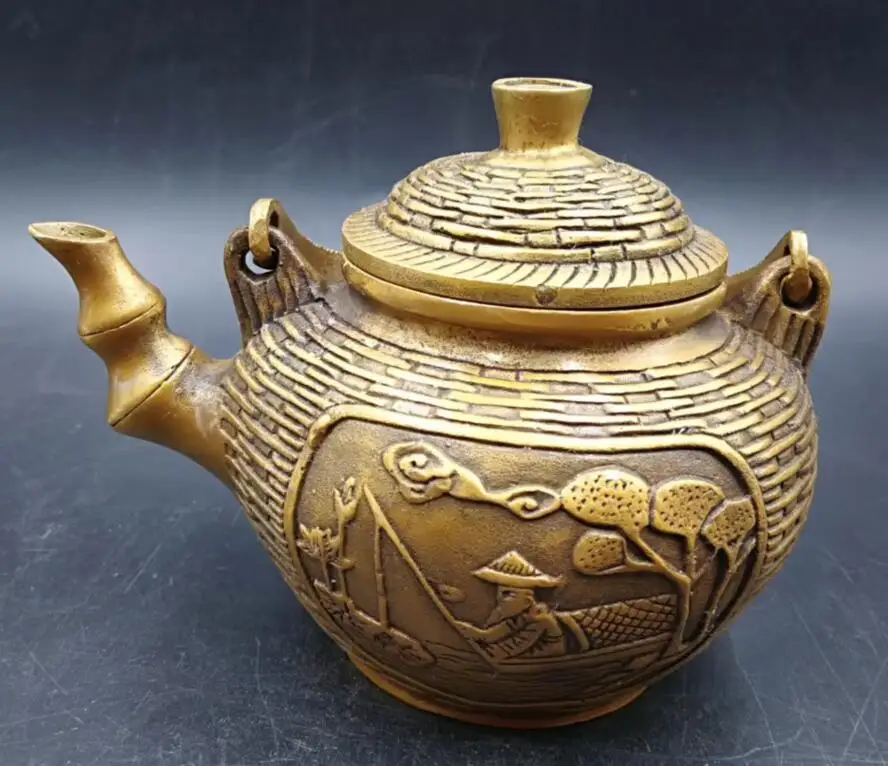 

Китай, коллекционная культура Relievo, изящный декор, старый латунный благородный чайник