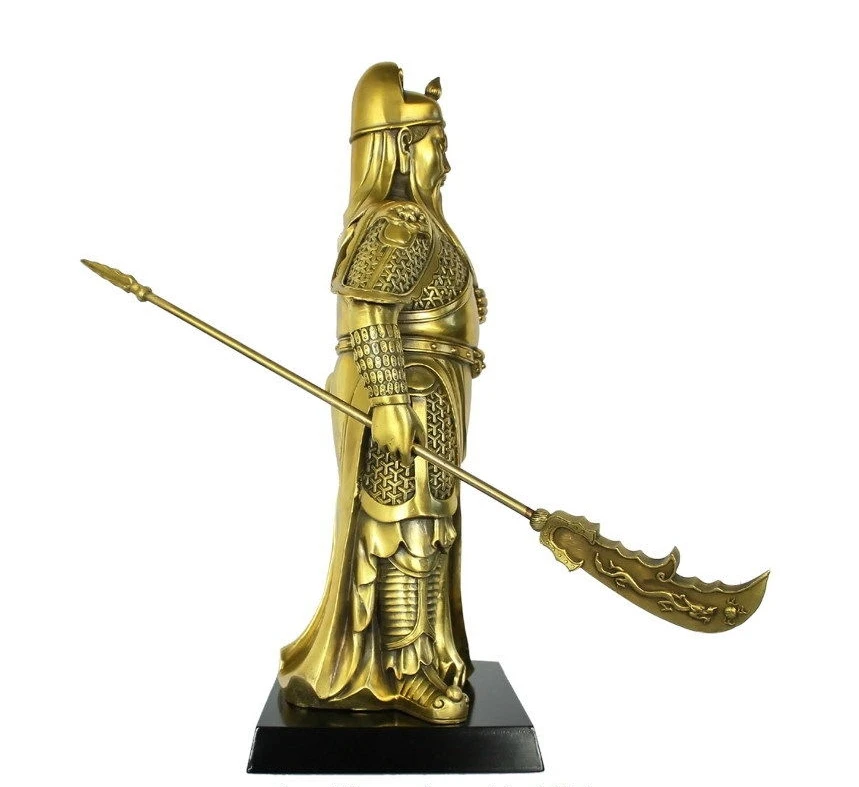 Китайская латунная медная Изысканная лоялизм guan Gong Yu God Warrior hold меч статуя | Дом и