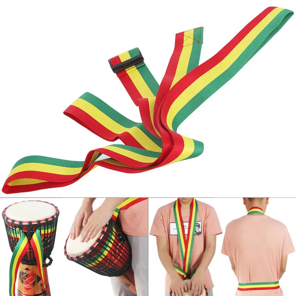 Adjustable Portable Rainbow African Drum Cotton Strap 5cm Width Djembe Tambourine Shoulder Waist Belt | Спорт и развлечения