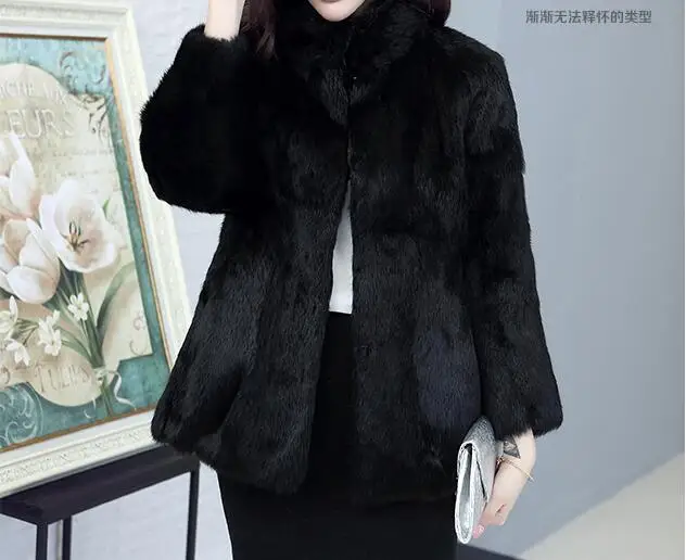 Куртка из натурального кроличьего меха с воротником стойкой|real fur coat|rabbit jacketskin