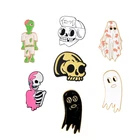 Скелет эмаль на булавке на Череп Призрак зомби броши Панк коллекция булавок блестящий значок в готическом стиле, на Хэллоуин, ювелирное изделие в подарок для друзей