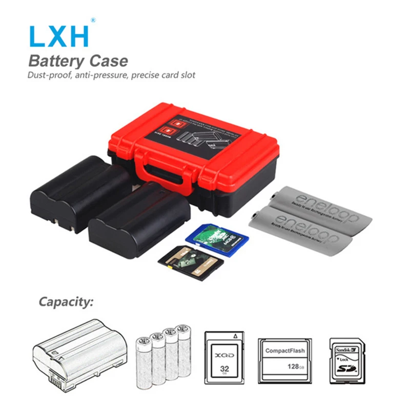 Контейнер для батарей камеры LXH контейнер карт памяти SD CF XQD Sony NP-FW50/NP-W126 Nikon NP-BX1/5