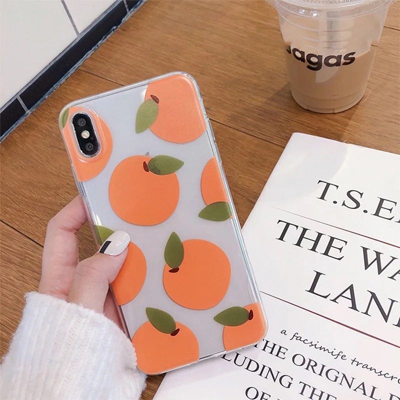 Роскошный ультра крутой большой оранжевый прозрачный чехол для iPhone Apple X XR XS Max 8 7