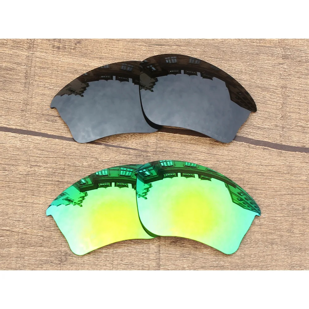 

Vonxyz 2 Pairs Stealth Black & Jade Mirror Polarized Replacement Lenses for-Oakley Half Jacket XLJ Frame