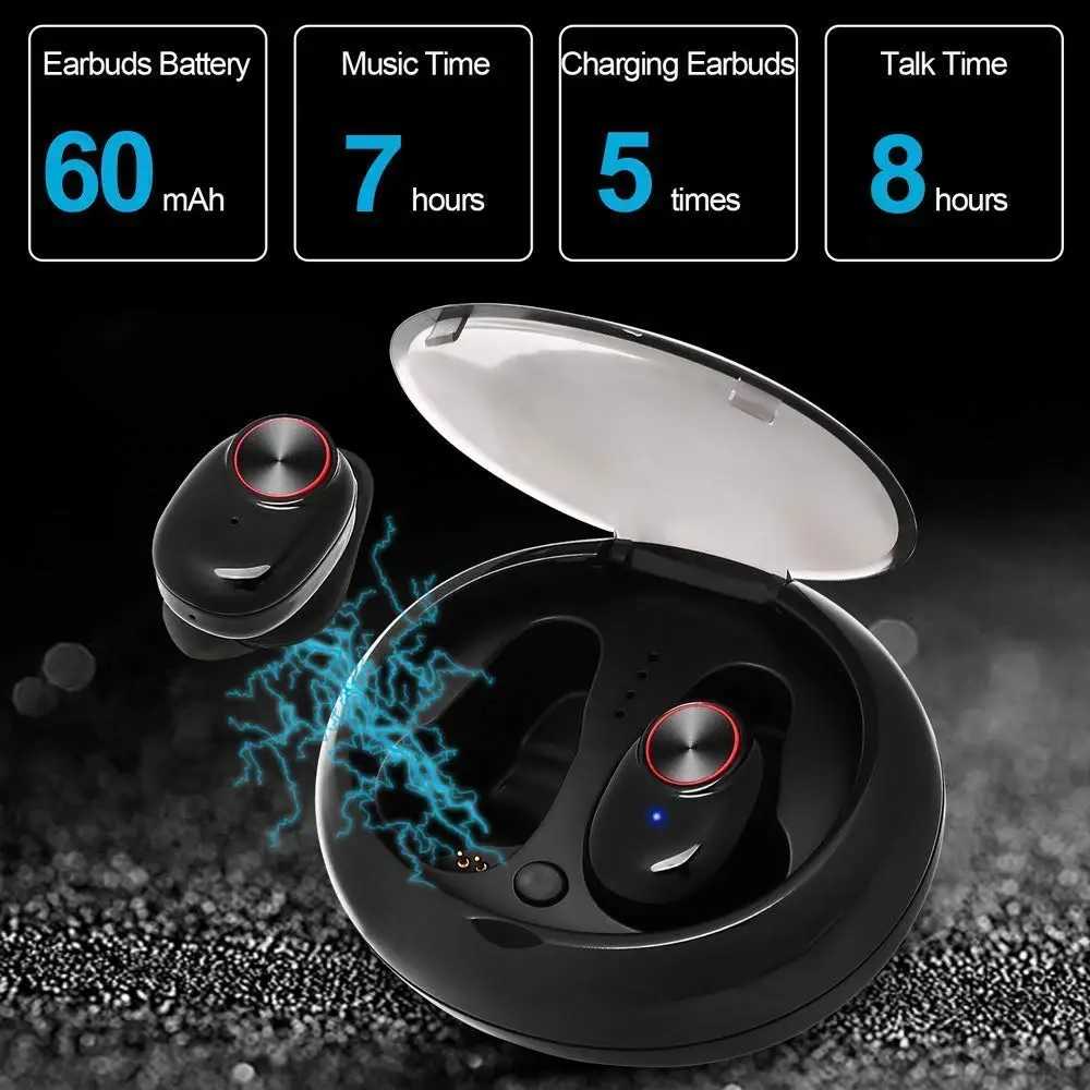 Sago Earbuds Bluetooth 5.0 True Sports Earphone 3D Stereo IPX65 Sweat Proof Earphones with Mic for IphonX XS XMS | Электроника