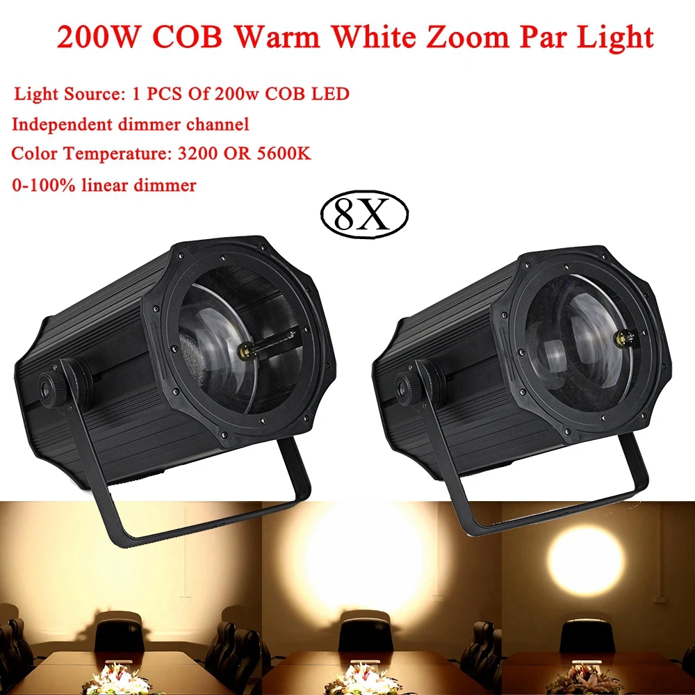 8 шт./лот 2019 новейший 200 Вт COB теплый белый зум Par Light линейный и DMX512 светодиодный для