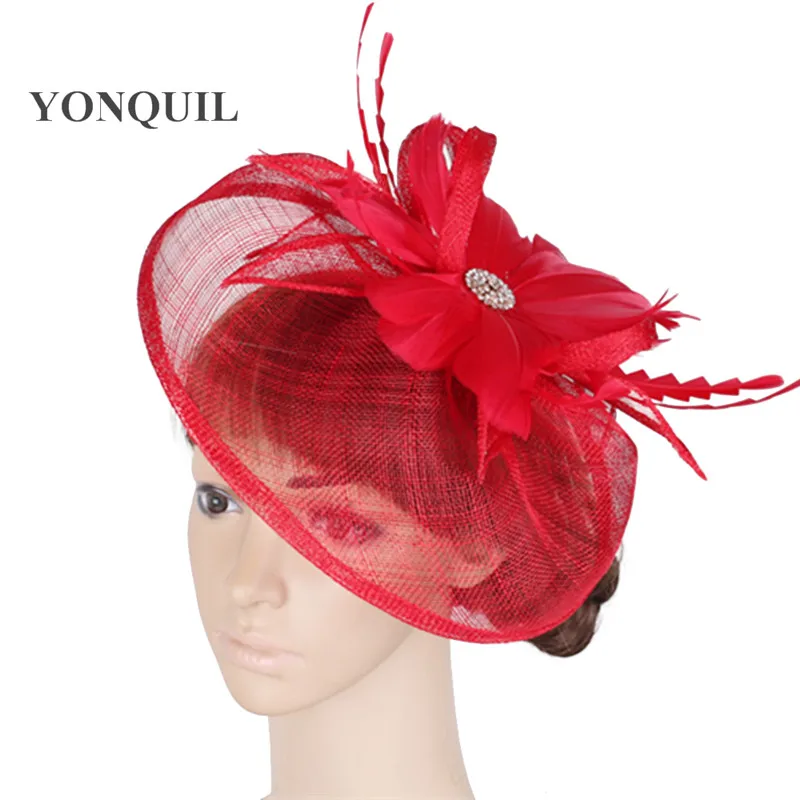 Модные шляпы sinamay головные уборы fedora свадебные с перьями и цветами элегантные